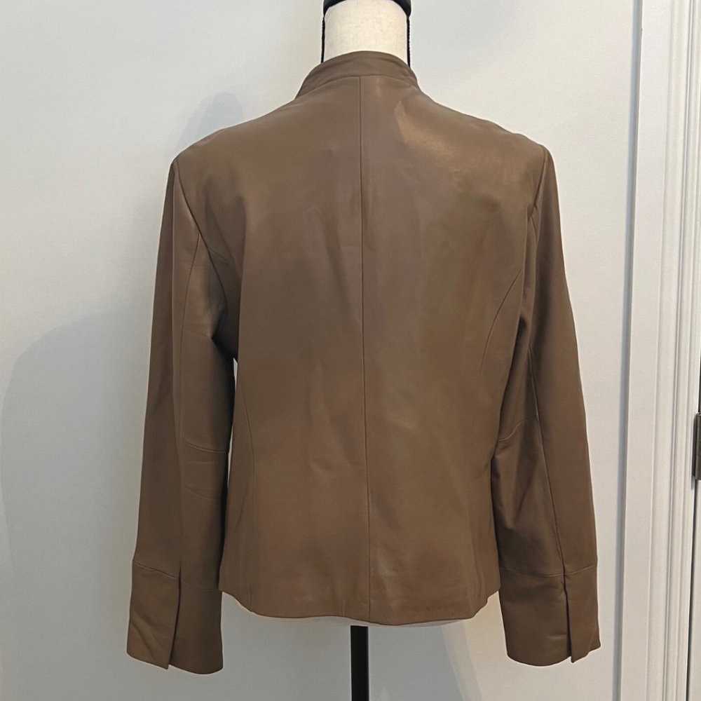 Live a Little Lamb Leather Moto Biker Jacket L Tan Camel - Picture 8 of 15